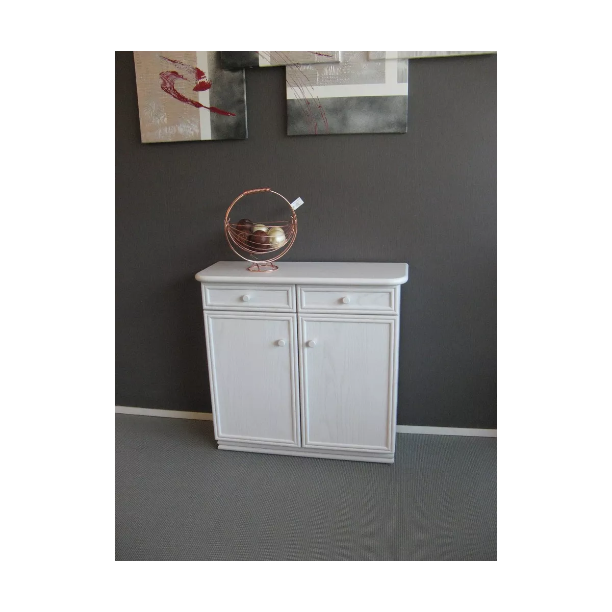 Meuble Zante 87x34 : 2 Portes et 2 Tiroirs Blanc