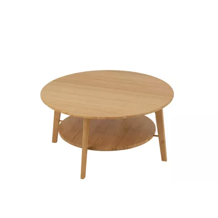 table basse en rotin  et bambou forme ronde de 80cm live