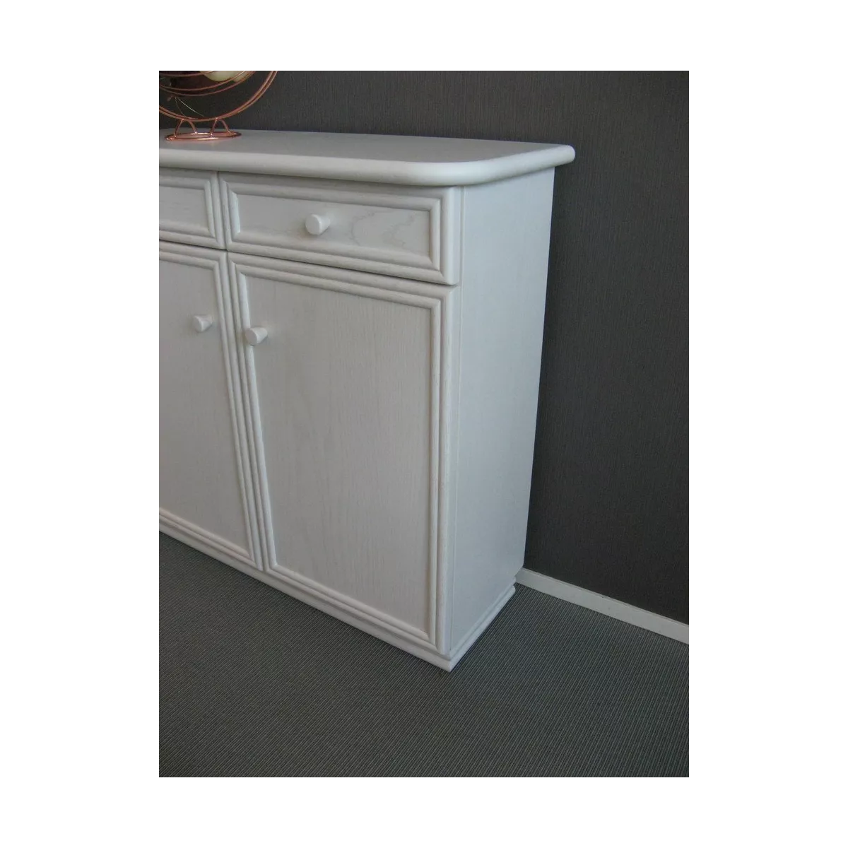 Meuble Zante 87x34 : 2 Portes et 2 Tiroirs Blanc