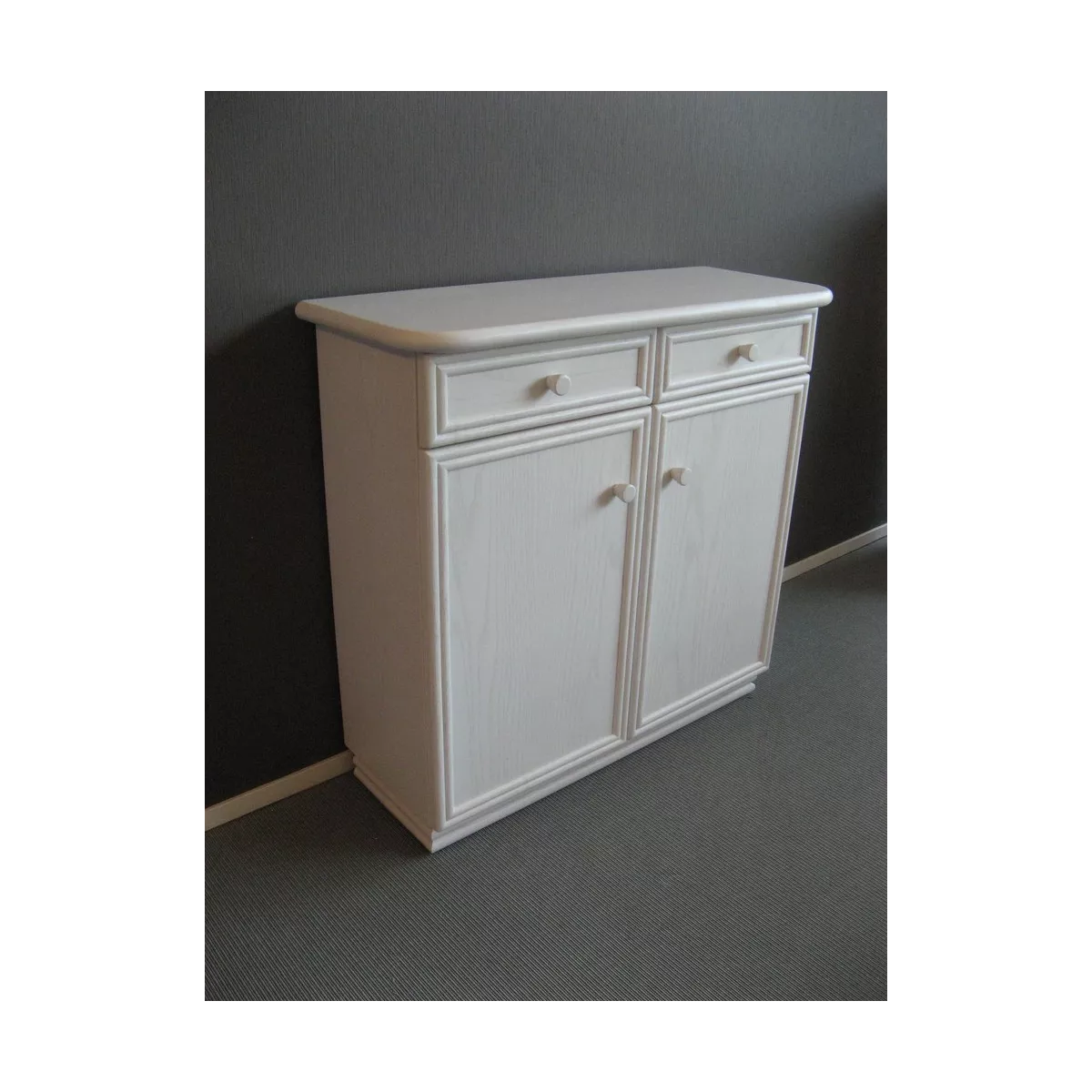 Meuble Zante 87x34 : 2 Portes et 2 Tiroirs Blanc