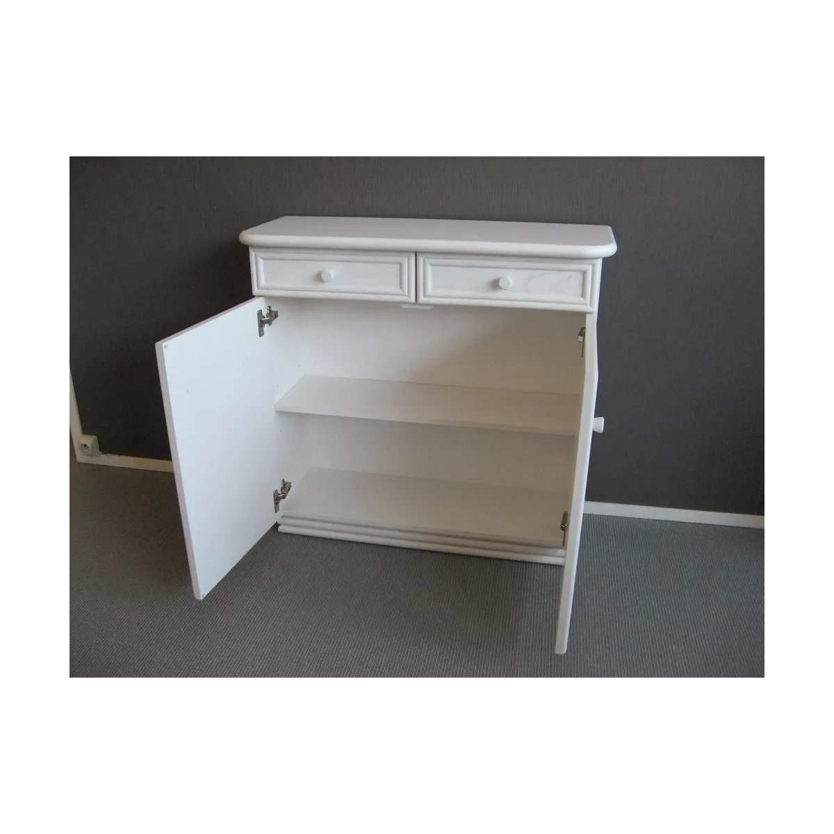Meuble Zante 87x34 : 2 Portes et 2 Tiroirs Blanc