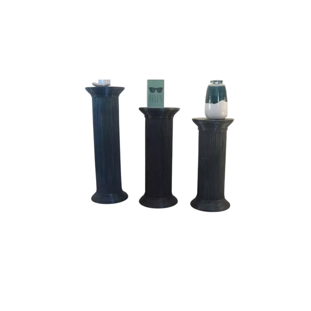 Colonne Romaine en Rotin H.91 cm Bleu