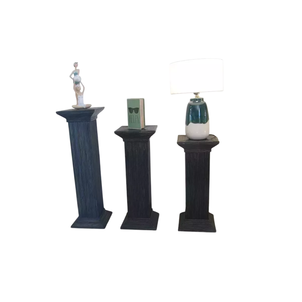 Colonne Grecque en Rotin H.75 cm Bleu