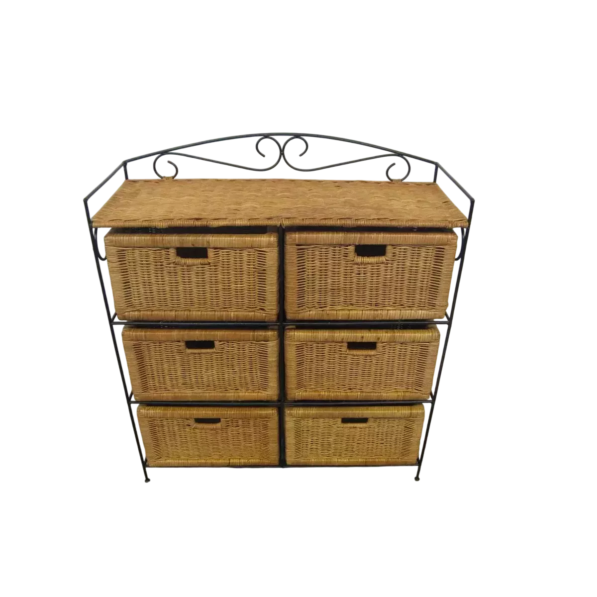 Meuble de rangement rotin 6 tiroirs Noisette