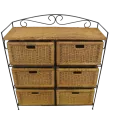 Meuble de rangement rotin 6 tiroirs Noisette