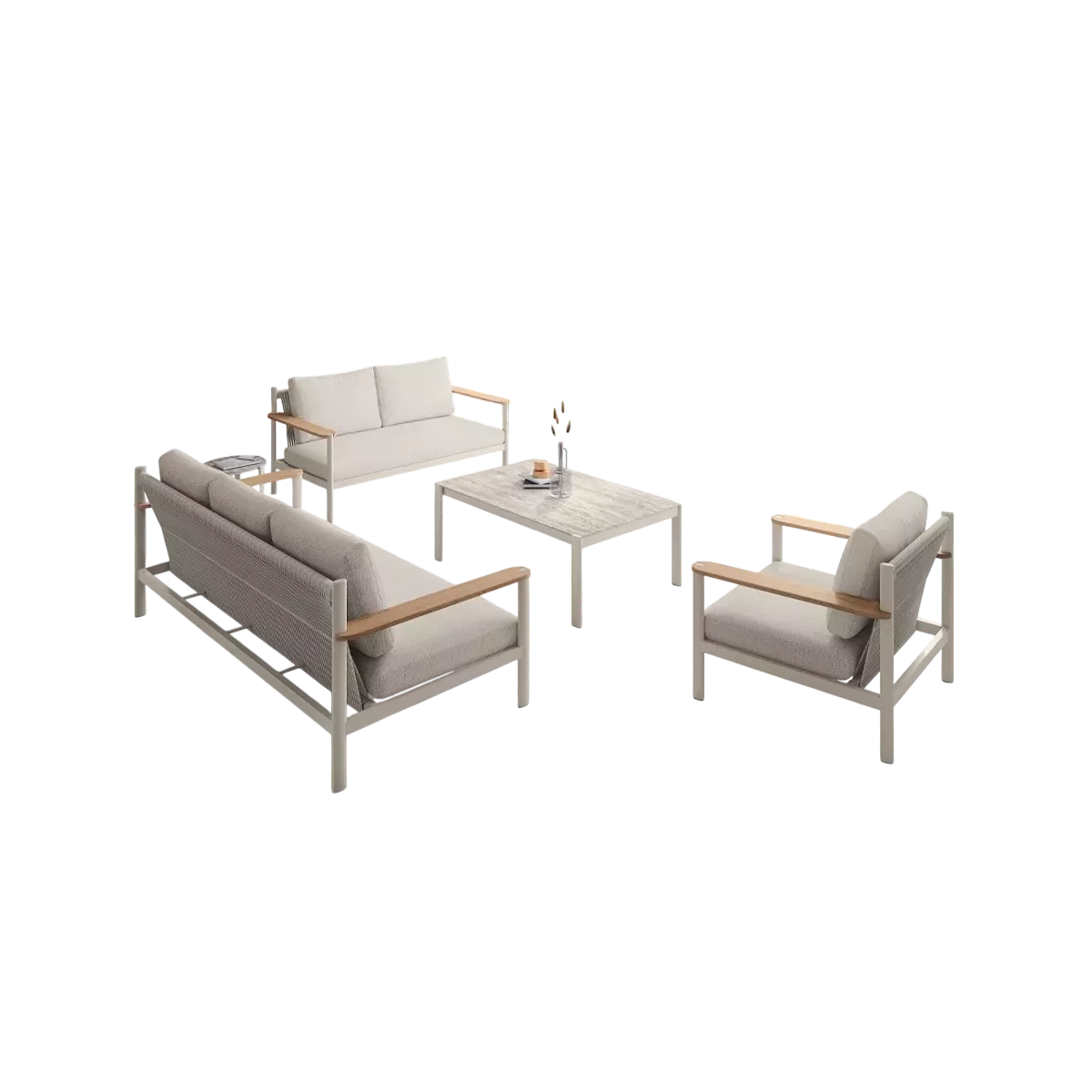Salon Patmos Aluminium, Corde, Teck