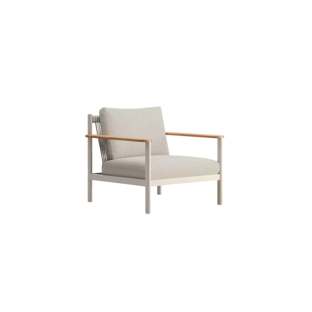Fauteuil Patmos Aluminium, Corde, teck