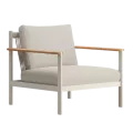 Fauteuil Patmos Aluminium, Corde, teck