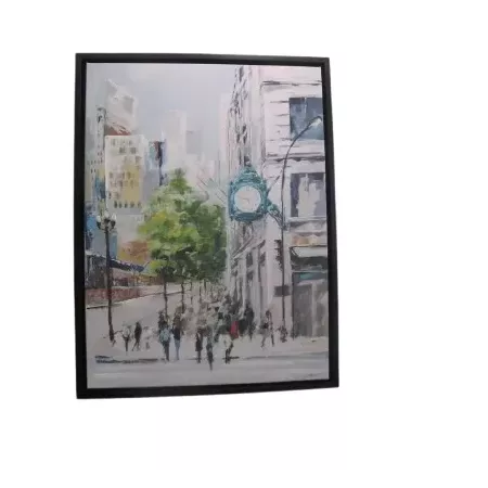tableau peinture londres 60 x 80 encadrement noir et peinture bleu vert