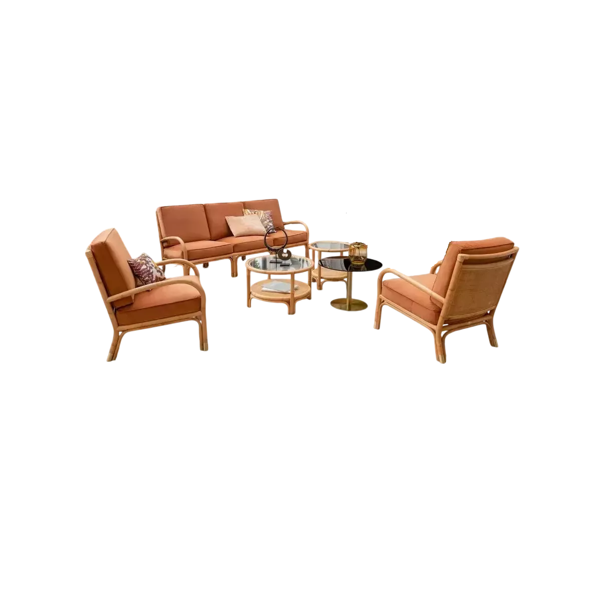 Salon Rotin Riviera Canapé 3 places + 2 Fauteuils