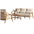 Salon Lisa Teck Naturel canape 3 Places + 2 Fauteuils