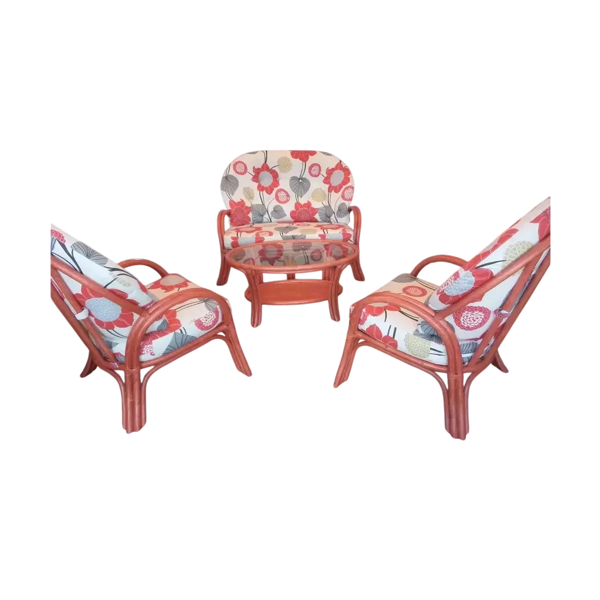 Salon Sydney Rouge Canapé 2P + 2 Fauteuils