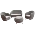 Salon Résine Moski Gris : Canapé 2 Places + 2 Fauteuils + 1 Table Basse