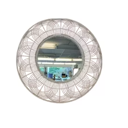 Miroir rotin blanc grand modèle
