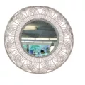 Miroir Fleur Rotin Blanc cérusé 111x111
