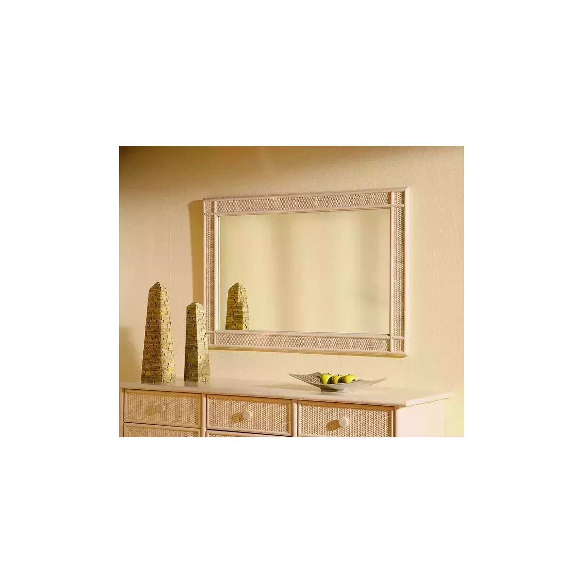 Miroir Rotin Bandar 118x78 Ivoire