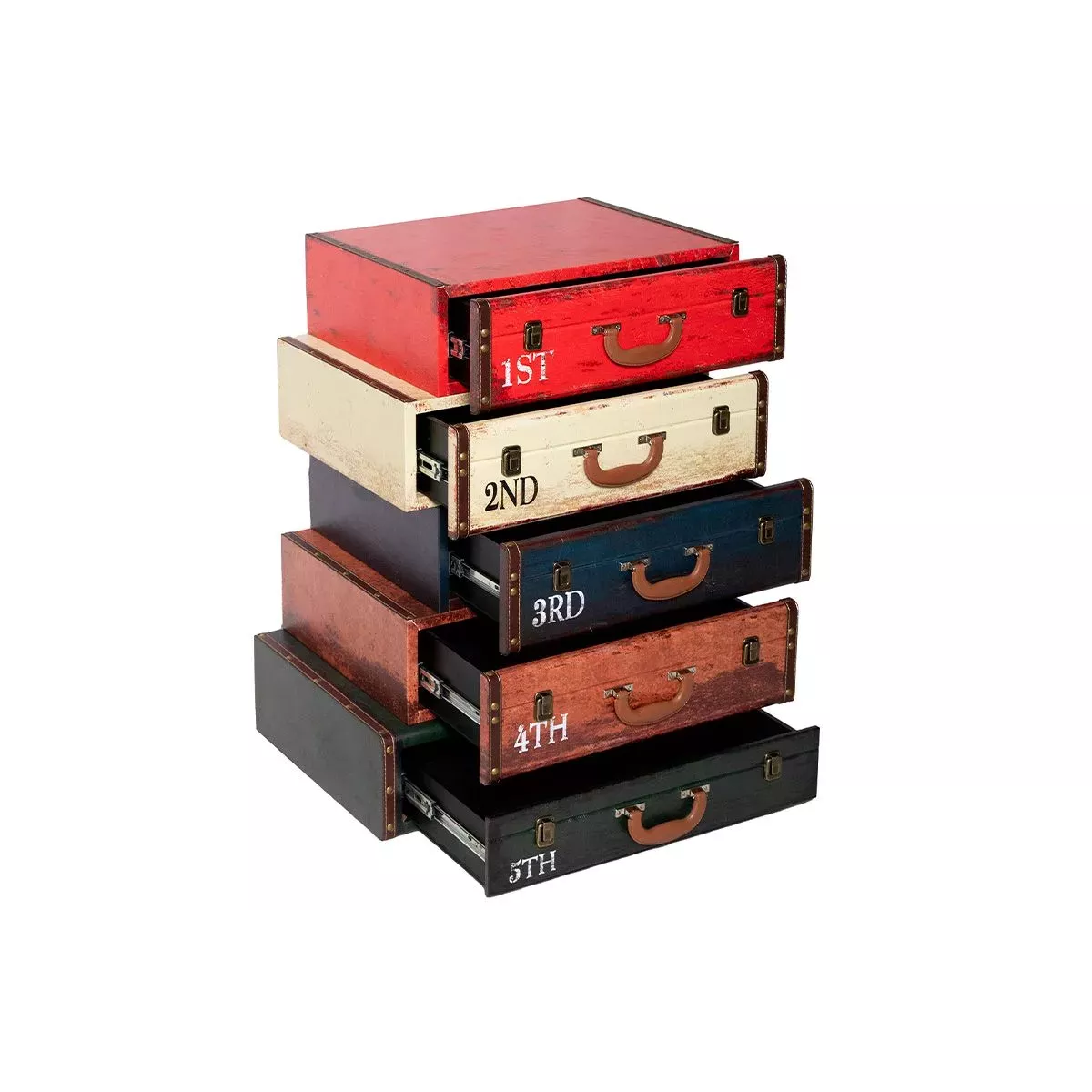 Meuble Valise 5 Tiroirs Décalés