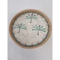 Plateau Rond Rotin et  Nacre Palmiers 24cm