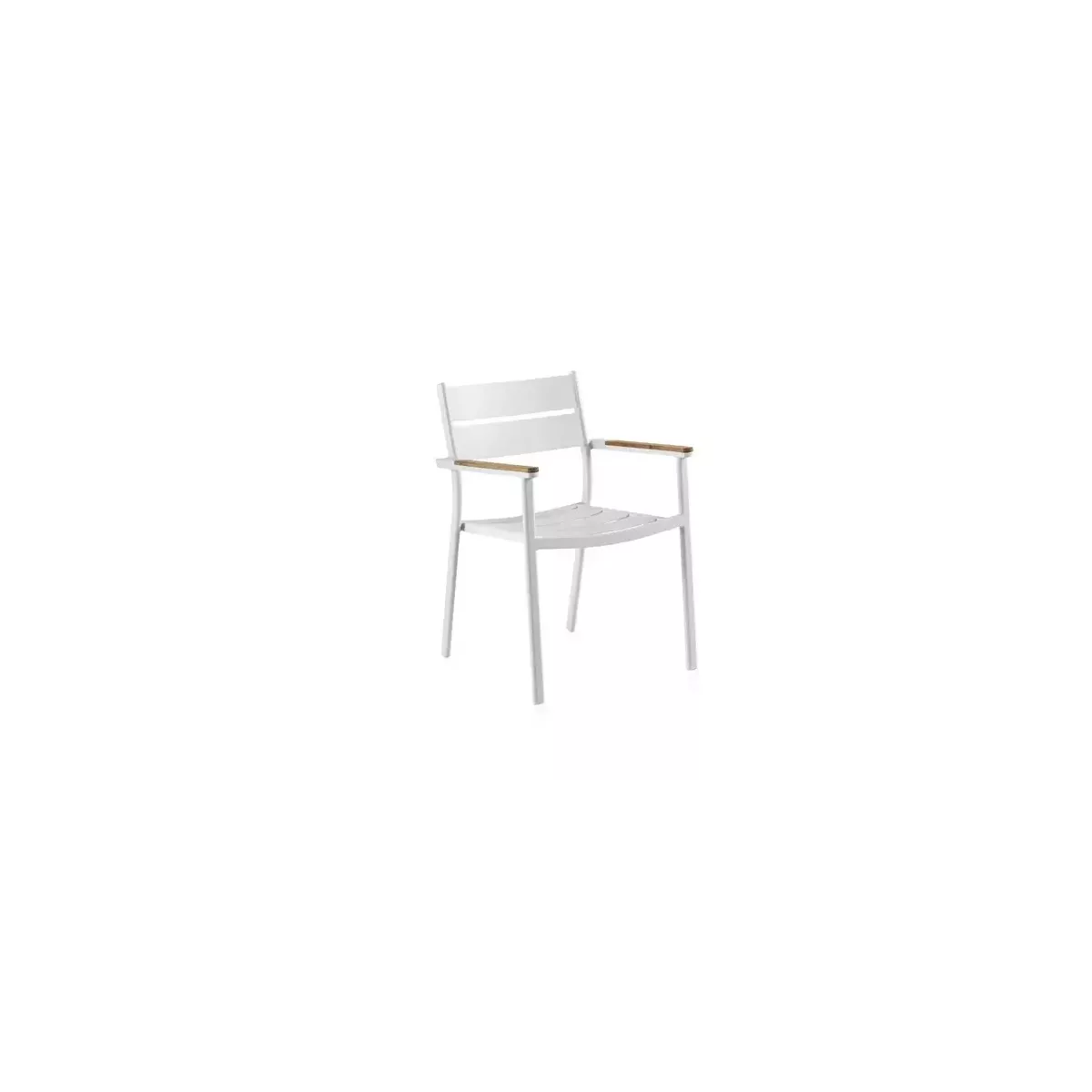 Fauteuil de Repas Aluminiuim et Teck Blanc Sims