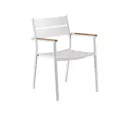 Fauteuil de Repas Aluminiuim et Teck Blanc Sims