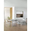 Fauteuil de Repas Aluminiuim et Teck Blanc Sims