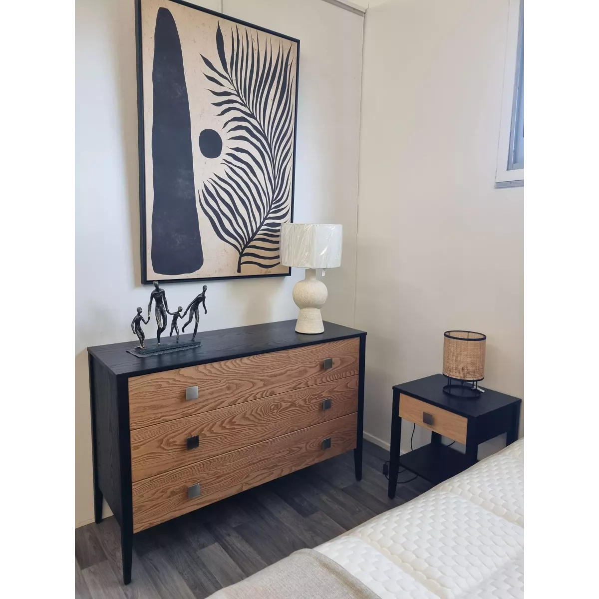 Commode Milos  Noir/Arena 3 tiroirs