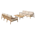 Salon Kuro Teck Naturel Canapé 3P + 2 Fauteuils
