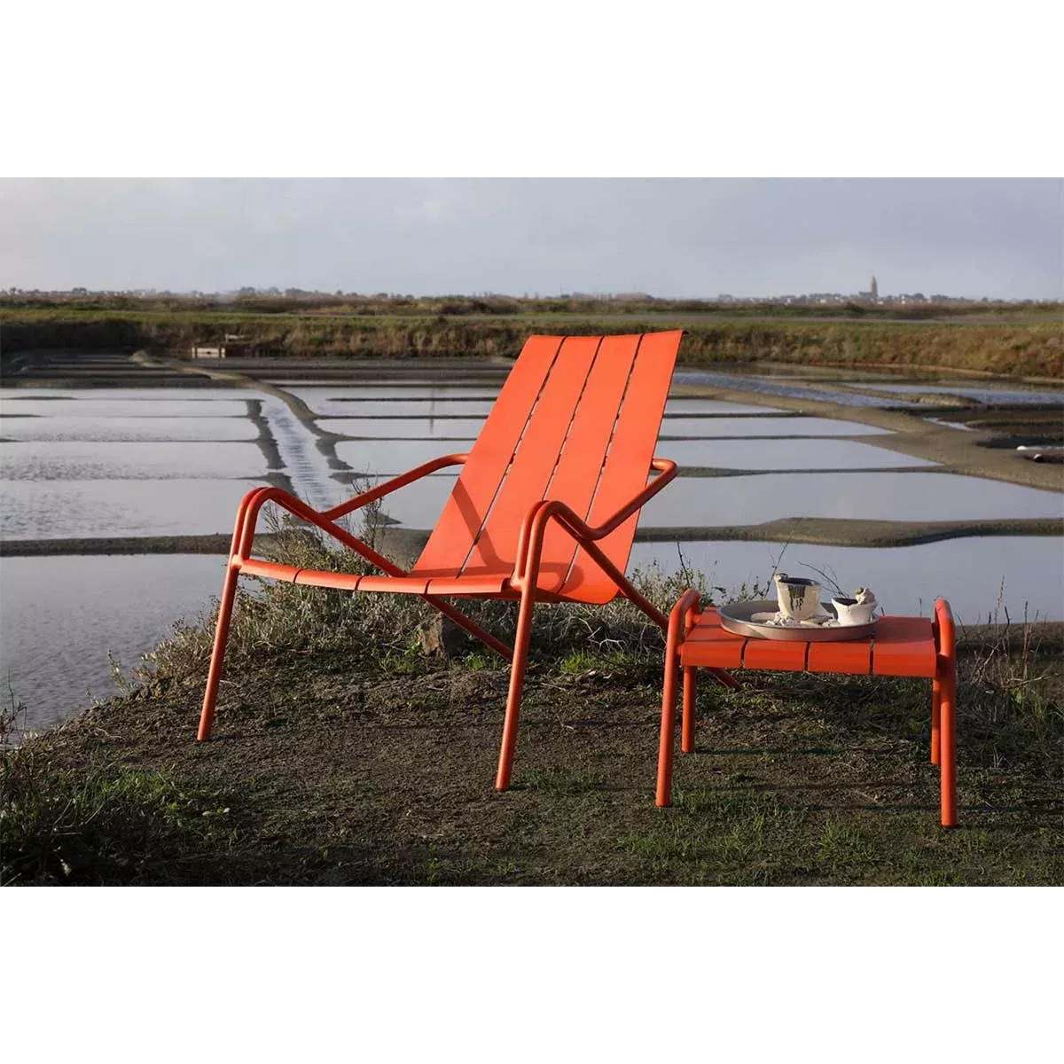 Fauteuil Lounge Zoé Aluminium Terracotta