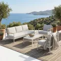 Canapé Patmos 3 places Aluminium, Corde, Teck