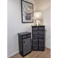 Meuble Téléphone en Rotin  47x34 : 1 Porte et 1 Tiroir Noir
