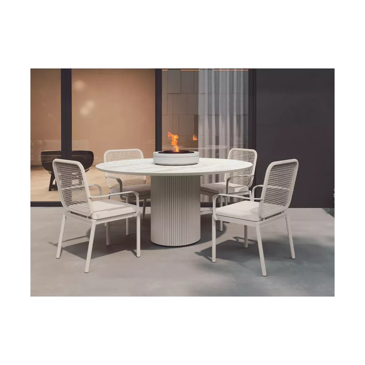 Table 120x120 Lima Aluminium et Pierre