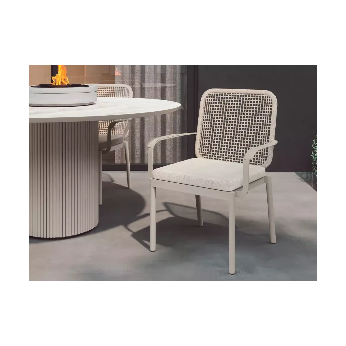 Table 120x120 Lima Aluminium et Pierre