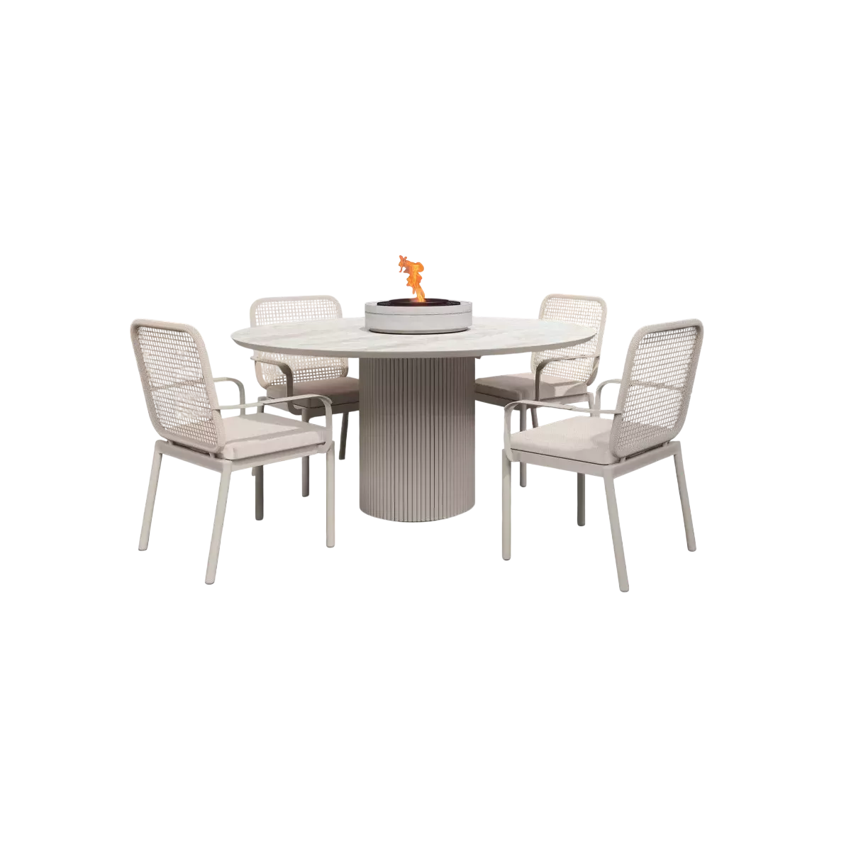 Table 120x120 Lima Aluminium et Pierre
