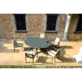 Table Porto Ronde 145 en Aluminium Anthracite avec allonge
