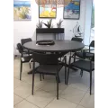 Table Porto Ronde 145 en Aluminium Anthracite avec allonge