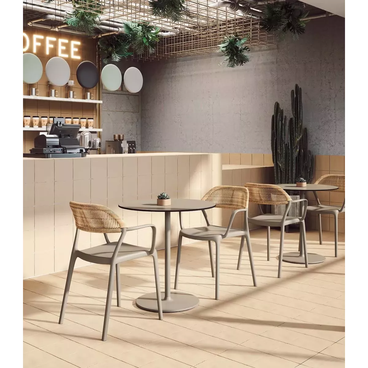 Fauteuil de repas Modena en Résine Taupe