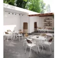 Table Olivia 70x70 en Résine Blanche spécial extérieur