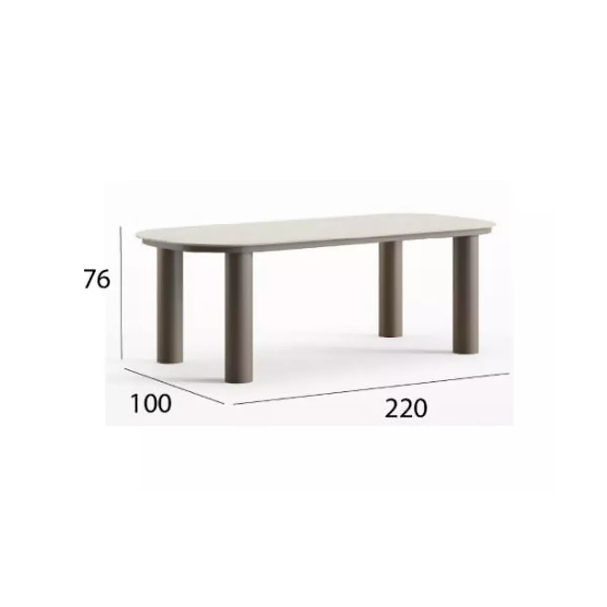 Table 220x100 Berna Aluminium et Pierre