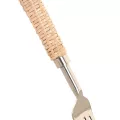 Set de 16 Couverts Inox et Rotin