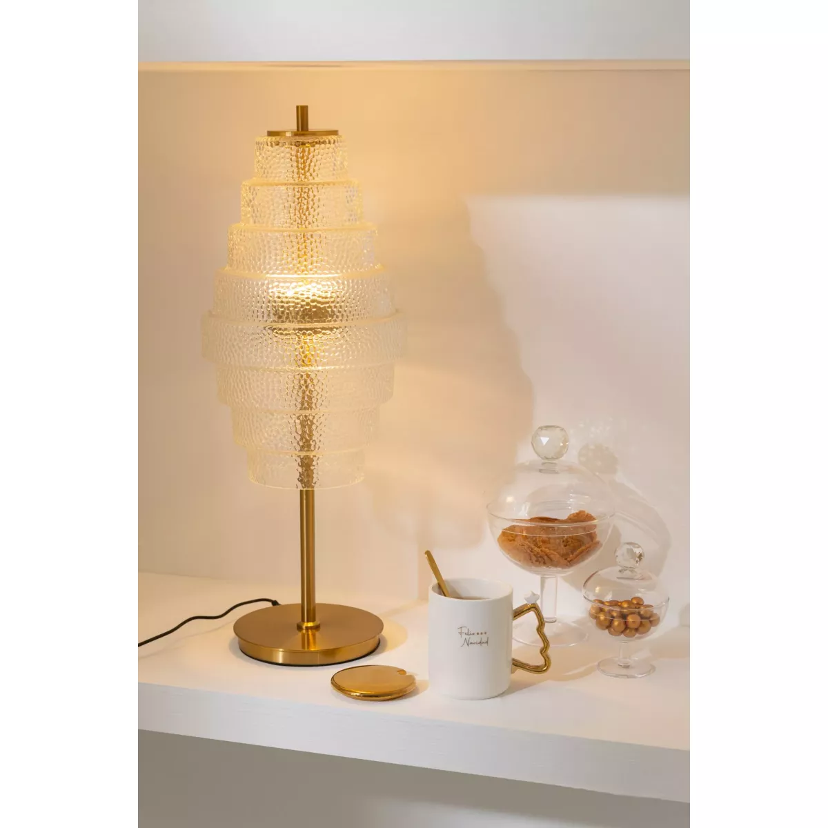 Lampe Led Laiton et Verre h58