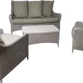 Salon Transat Résine Gris Canapé + 2 fauteuils