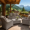 Salon Transat Résine Gris Canapé + 2 fauteuils