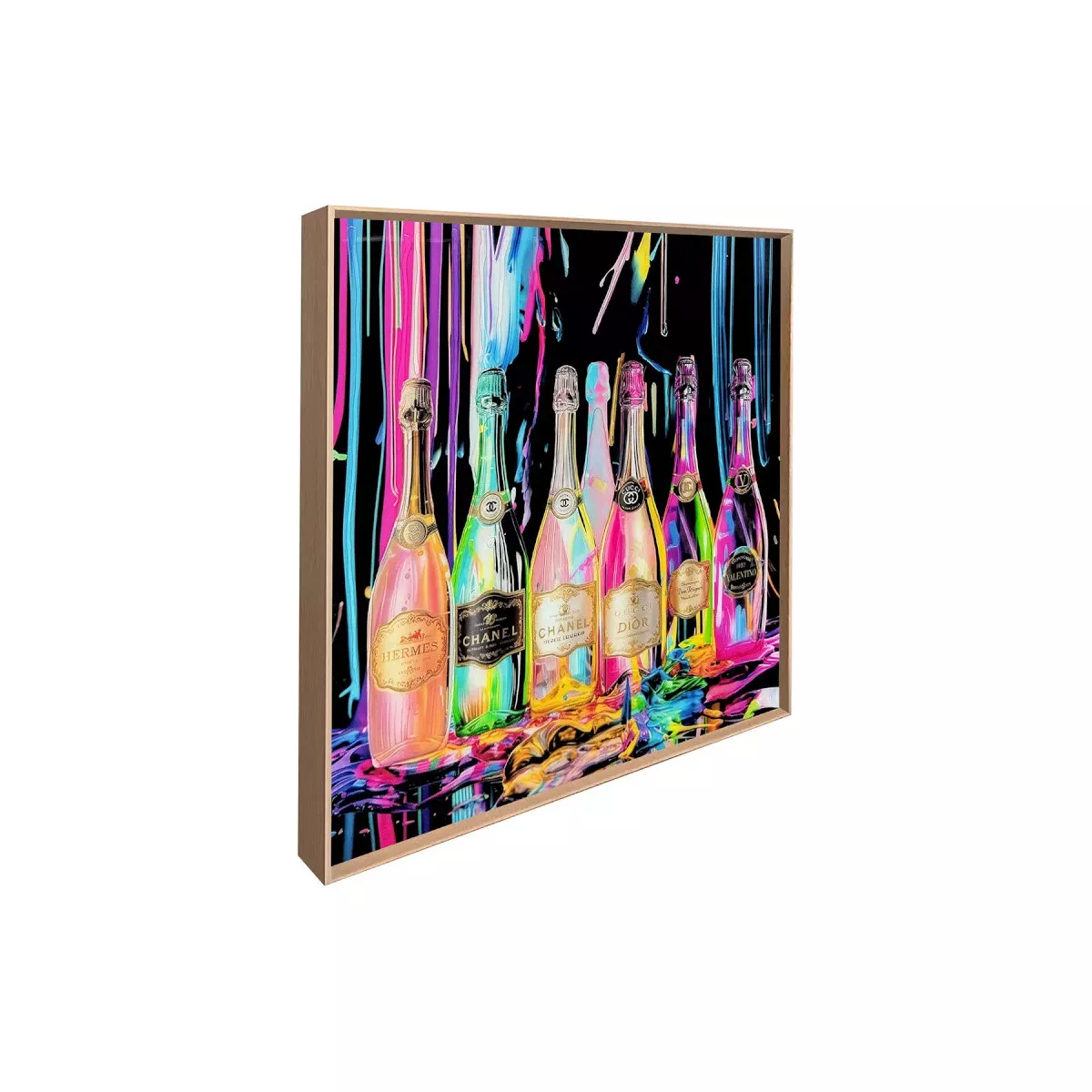 Tableau Verre Bouteilles Champagne 80x80