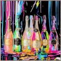 Tableau Verre Bouteilles Champagne 80x80