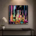 Tableau Verre Bouteilles Champagne 80x80