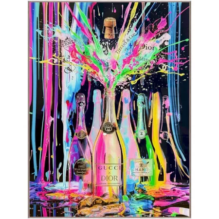 tableau déco en verre bouteilles de champagne