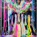 Tableau Verre Bouteilles Champagne 90x120