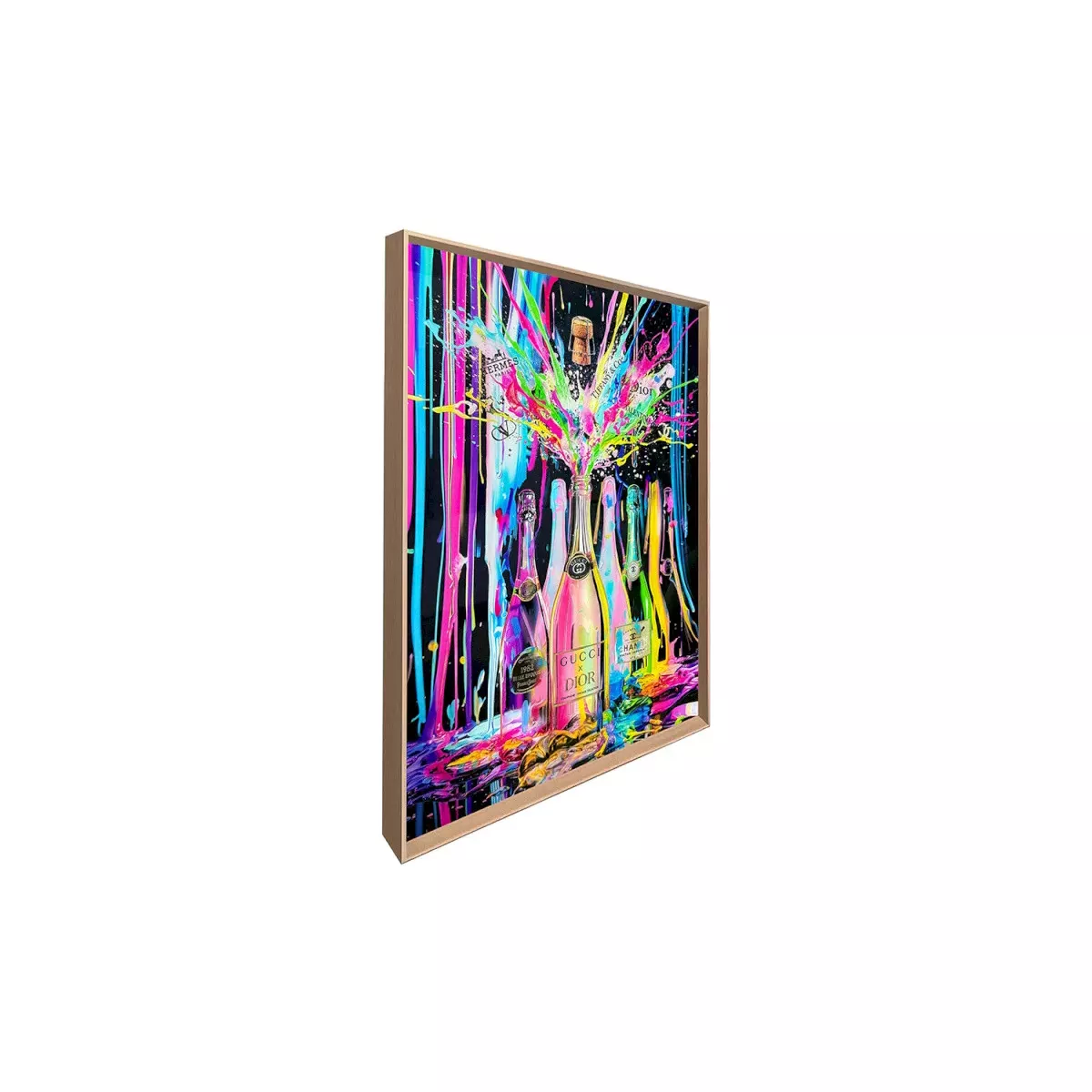 Tableau Verre Bouteilles Champagne 90x120
