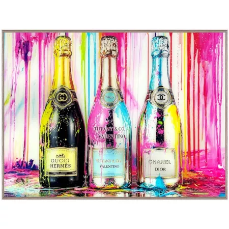 tableau déco en verre bouteilles de champagne