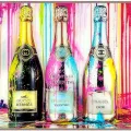 Tableau Verre Bouteilles Champagne 80x60